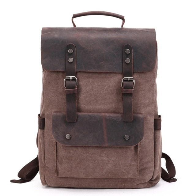 Vintage Leather Backpacks for Men Laptop Daypacks Canvas Rucksacks Large Travel Backpack Back Packs