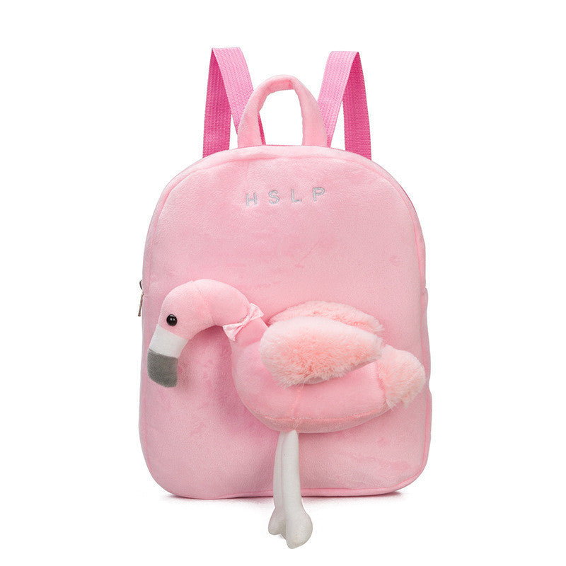 Cartoon Plush Flamingo Backpack
