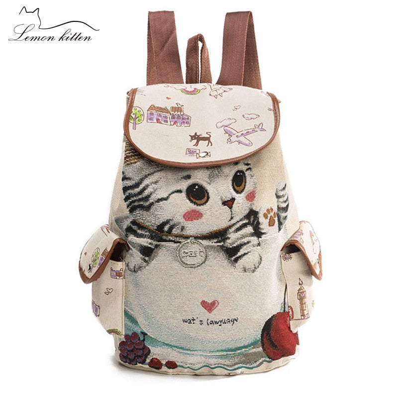 Kitten Pattern Backpack